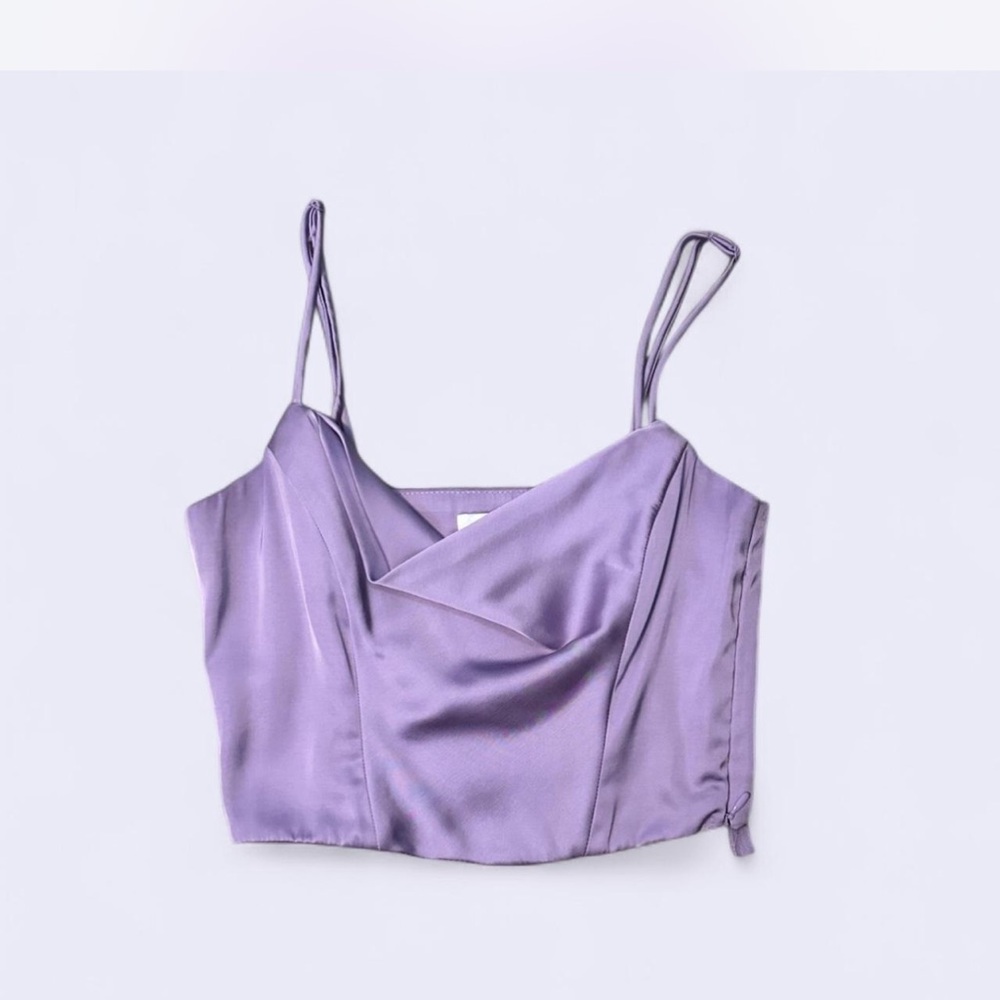 H&M Lavender Satin Bustier Cowl Crop Top